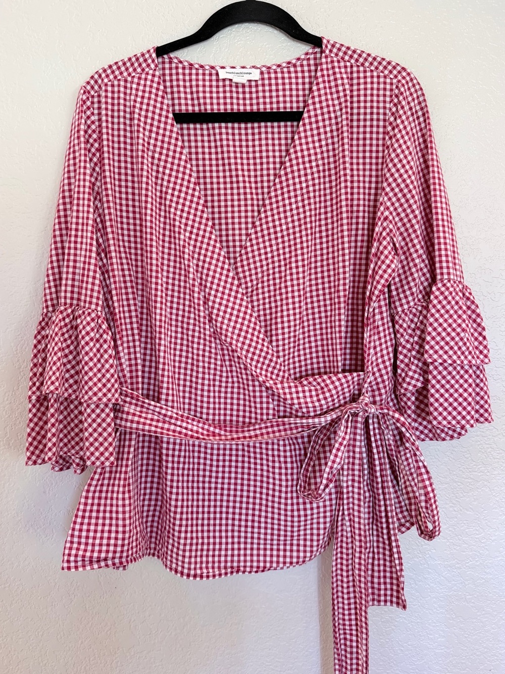 beachlunchlounge Gingham Wrap Top – M